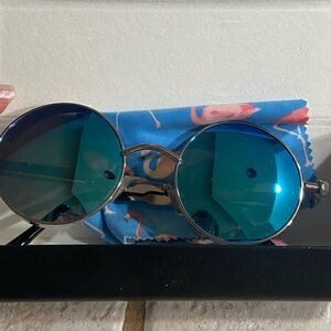 Rock Knight, Stylish Blue Round Sunglasses with case.
